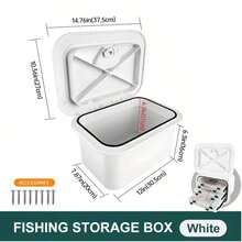 Marine Storage Box With Deck Hatch Inspection Cover - Heavy-Duty ABS Marine Toolbox, Large Capacity Fishing & Boat Storage Organizer With Rotating Lid,  Ideal For Deck, Dock - White - View 2