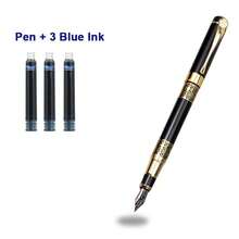 一款奢华黑色商务钢笔/高品质中式办公签名笔 - 书写流畅/男女皆宜的高端行政钢笔/学生书法笔/可替换墨盒/男女皆宜的理想商务礼品/适用于学校、书写、笔记等场合 - 黑色 - 查看 11