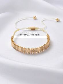 1pc Fashionable Rhombus Copper Zirconia Adjustable Bracelet, Casual Accessory For Men - Multicolor - View 11