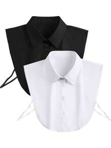 1pc Women's White Pointed Collar Detachable Shirt Fake Collar, Sweater Undershirt, Sleeveless Shirt, Versatile Vest Blouse, All Season Business Casual Sleeveless Fake Collar, Semi-Shirt Artificial Collar, Decorative Stand Collar, Suitable For Office Attire, Holiday Gift (Button Color Random) - Multicolor - View 16