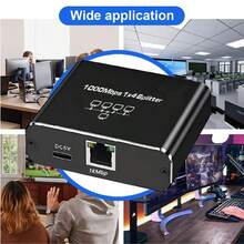 Gigabit Ethernet Switch 1-To-4 With USB-C Power, 1000Mbps RJ45 LAN, 1 Uplink 4 LAN Ports, Simultaneous Connection, Plug And Play, Compatible With Router PC Laptop Smart TV Gaming Console, Ideal For Home And Office - Black - View 7