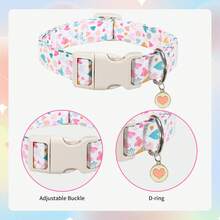 情人节狗狗项圈 | 快拆安全扣 | 柔软涤纶纤维 | 适合小型至大型犬 | 紫色爱心图案 | 婚礼、生日等场合的理想之选，宠物配饰 | 浪漫宠物服饰 | 米色塑料扣 - 白色 - 查看 4