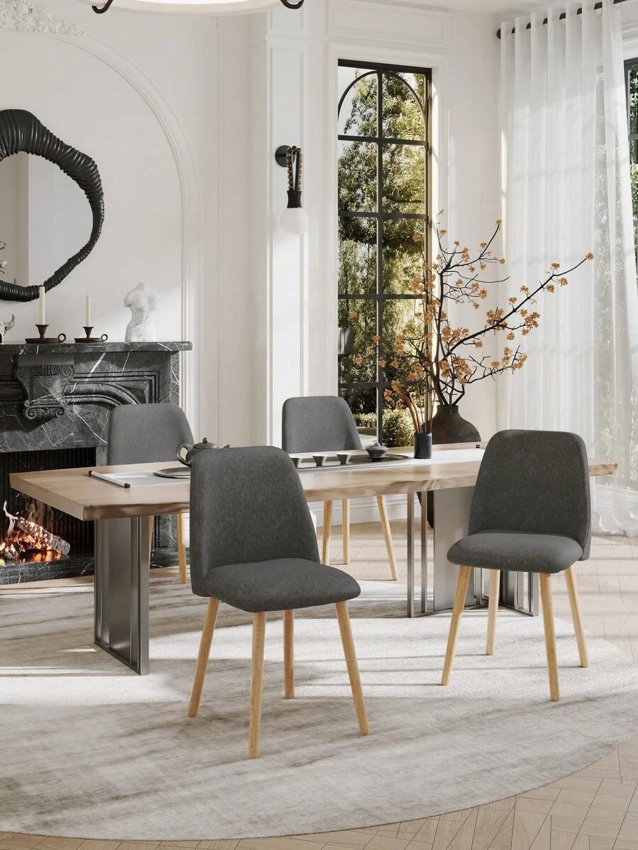Goeurvant Silla de Comedor Ergonómica Moderna con Respaldo Curvo - Juego de 2 piezas / 4 piezas / 6 piezas - Gris - Ver 1