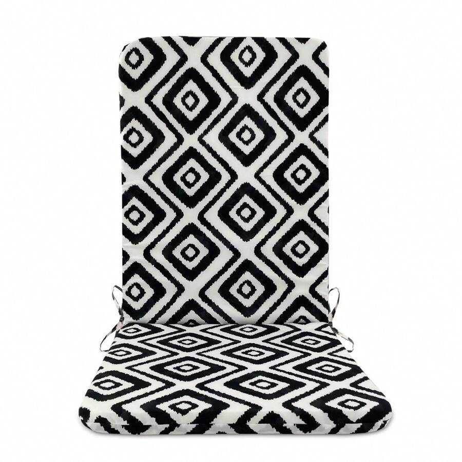 High Back Outdoor Chair Cushions-Water Proof Patio Dining Chair Cushions, Removable Machine-Washable Cover For Camping Beach Picnic Travel , Outdoor/Indoor High Back Chair Cushion Compatible For Rocking Chairs, Dining Chairs, Desk & Office Chairs - Christmas Gifts - 黑白幾何 - 查看 1