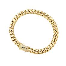 14mm Gold Cuban Link Chain And Bracelet Set 14K Gold Plated - 316L Stainless Steel Never Tarnish Waterproof With Vacuum Iced Diamond S Logo Clasp, Hip Hop Necklace & Bracelet Combo - Nhiều màu - Xem 57