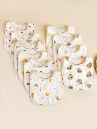 Babyhaklappar, U-formad gashaklapp, absorberande muslinhaklapp som andas