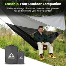 Camping Hammock With Mosquito Net And Rain Fly Tarp - 2 Person Hammock Tent, Portable Parachute Nylon Hammock For Outdoor, HiFKing, BackpacFKing, Backyard, Travel (Hold Up To 500lbs) - Black,Hammock+RainFlyTarp,Black - Black - 查看 7