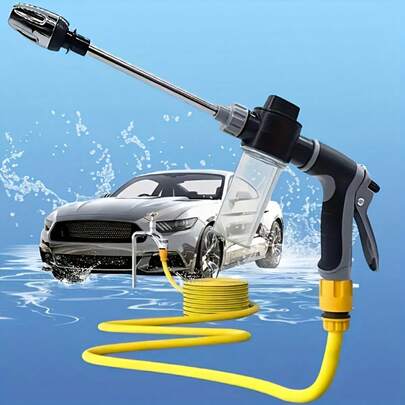 High Pressure Foam Gun With Foam Bottle, High Pressure Car Wash Foam Gun With Long Handle - Adjustable Nozzle For Cleaning, Watering And Inflating - Includes Foam Cannon And High Pressure Spray Bottle