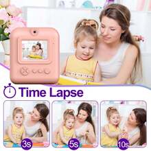 Cámara instantánea para niños, cámara digital para niños de 1080p HD con doble lente para selfies, con 3 rollos de papel y tarjeta de 32GB, regalos de Navidad, cumpleaños y Año Nuevo para niños y niñas de 6 a 12+ años - Rosa - Ver 2