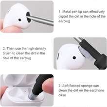 1 pieza Herramienta de limpieza inalámbrica para AirPods Pro - Bolígrafo cepillo duradero, removedor de polvo efectivo para teléfonos/computadoras, uso para viajes - Negro - Ver 4