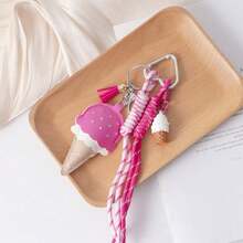 Creative Cute Leather Ice Cream Pendant, Mini Lollipop Bag Charm - Rose Red - View 3