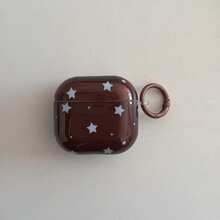 极简透明棕蓝色星形耳机保护套，兼容苹果Pro 3/Pro 2/Pro 4/3/2，时尚女士耳机保护套，极简耳机保护套，苹果耳机保护套，苹果耳机套