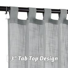 RYB HOME Semi Sheer Curtains - Linen Textured Sheer Privacy Protect Light Glare Filtering Window Curtains For Bedroom Bathroom, W 52 X L 72 Inches, 1 Pair, Grey,52inchWx72inchL(Packof2),Grey - 灰色 - 查看 4