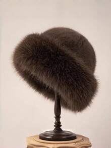 1顶女士毛绒冬帽，欧美韩风保暖帽，纯色可爱百搭，加厚设计，优雅女士仿毛皮冬帽，舒适保暖的蒙古风加厚帽带护耳，时尚简约设计，米色/棕色/白色/黑色可选，弹性贴合，聚酯纤维材质，适合冬季日常佩戴，也可作为圣诞/新年帽，圣诞/新年礼物，仅限手洗或干洗。 - 彩色 - 查看 13