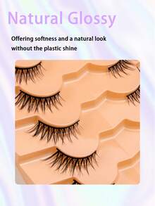 Colash 7 pares de pestañas postizas naturales desordenadas con banda transparente, con aspecto de ojos de gato, pestañas finas y alargadas en el extremo del ojo, tiras de pestañas postizas suaves y realistas, adecuadas para banquetes, salidas y reuniones - Negro - Ver 4