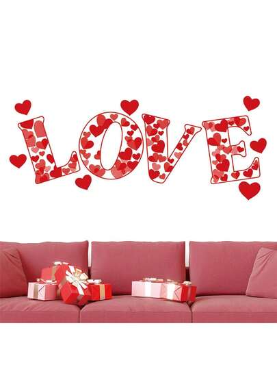 1pc Valentine's Day Red Heart Decorative Sticker, PVC Sticker, Removable Self-Adhesive Easy-Tear Sticker, Home Decor, Make Your Life Look Fresh, Holiday Decor Sticker, Birthday/Graduation Gift