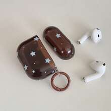 极简透明棕蓝色星形耳机保护套，兼容苹果Pro 3/Pro 2/Pro 4/3/2，时尚女士耳机保护套，极简耳机保护套，苹果耳机保护套，苹果耳机套
