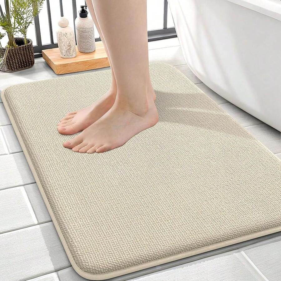OLANLY Thick Memory Foam Bath Mat Rug 24x16, Extra Soft Absorbent Bathroom Rug, Quick Dry Bath Mats, Non-Slip, Machine Washable Carpet For Bathroom, Tub And Shower, Home Decor Accessories, FSandss,24inchx16inch,FFSandssss - FSandss - 查看 1