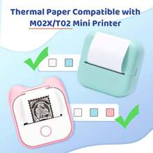 Phomemo不粘热敏纸，白色，可打印标签纸，适用于Phomemo T02/M02X/M02L/Y02C/Q02/M02/M02 Pro/M02S/M03/M04S迷你贴纸打印机，每卷53mm x 6.5m，直径28mm，3卷装，连续纸张，图像保存10年，黑底白字 - 白色 - 查看 2