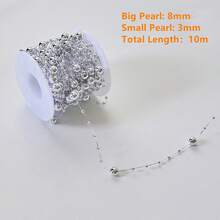 1pc/2pcs (10m/5m) Faux Pearl Beaded Garland Chain, Suitable For Valentine's Day, Wedding, Party, Indoor/Outdoor Home Decor, Gardening Decor, Bridal Shower, Anniversary & Holiday Decor, Christmas Decor And DIY Jewelry Making; Artificial Blue Pearl Beaded Garland Chain, Suitable For DIY Wedding Party Bouquet Decor, Fireplace, Holiday Decor, Crafts, Bead Curtain. - Multicolor - View 16