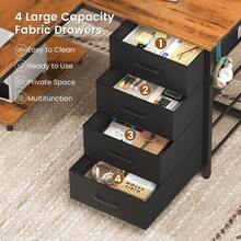 67" Reversible Computer Desk With 4 Fabric Drawers And Pegboard, Corner U Shaped Desk, Home Office Desk (Black+Brown) - 查看 4