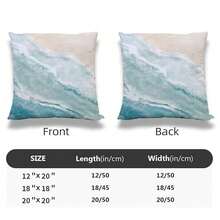Beach Wave Throw Pillow Covers 20x20 Set Of 2 Blue Sea Ocean Short Pl 11ush Pillows Case Watercolor Wave Square Cushion Cover Decorative Pillowcases For Couch Bed,20inchx20inch(Packof2),Blue - Blue - 查看 3