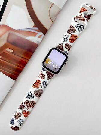 1pc Fashion Love Leopard Print Silicone Strap Watch Bands Strap Compatible With Apple Watch Band Strap 38mm 40mm 41mm 42mm 44mm 45mm 49mm (S10 42)Mm (S10 46)Mm Women, Heart Leopard Print Soft Silicone Sports Watch Strap Bands Compatible With Iwatch Series Ultra 2 S10 SE 9 8 7 SE 6 5 4 3 2 1,Fashion Accessories, Valentine's Day Gifts