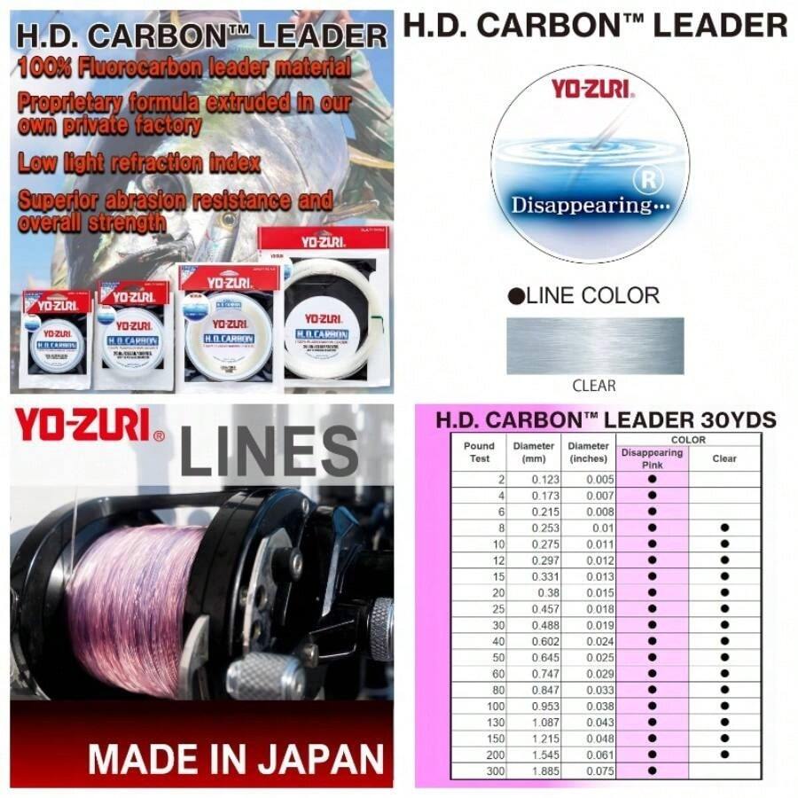 Yo - Zuri H. D. Fluorocarbon 30 - Yard Leader Line - 8 libras/30 yardas + transparente - Ver 1
