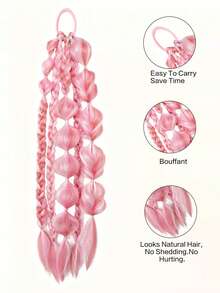 1 Piece 24-Inch Hand-Woven Multi-Colored Bubble Braid Hair Extension - Vacation Style, Suitable For All Hair Types. - Multicolor - View 4