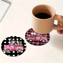 4pcs/6pcs/300pcs Valentine's Day Dwarf And Heart-Shaped Flower Pattern Coffee Coasters For Cars, Coffee Coasters, Multi-Occasion Decorations For Homes And Restaurants, Daily Gifts, Table Decorations, Daily Decorations, Theme Party Decorations - Multicolor - View 5