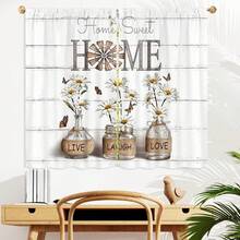 2 Panel 28"X40"Rusitc Farmhouse Cotton Kitchen Curtains Rod Pocket Country Retro Wood Vintage Small Short Cafe Curtain Inspirational Window Drapes  Bathroom Home Decor - 樣式-2 - 查看 4