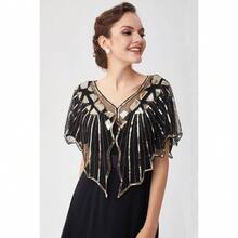 Shawl Wraps Sequin Beaded Evening Cape Bridal Shawl - 金牌-3 - 查看 2