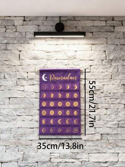 1 st 35*55 cm Ramadan-nedräkningskalender, återanvändbar kalenderdekoration, 3 kalenderstilar, Eid-nedräkning, lämplig för Ramadan-dekoration, heminredning, väggdekoration, Mubarak-nedräkning, islamiska högtider, present till muslimer.