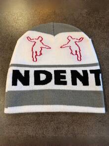 1pc Niche Letter Knit Beanie Hat, Unisex Autumn/Winter Warm Headwear, Suitable For Casual, Streetwear, Couples, Students