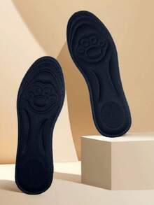 1 Pair Black Cat Paw Print Breathable Soft Comfortable Shoe Insoles, Mesh Ventilation Sports Insoles - Black - View 1