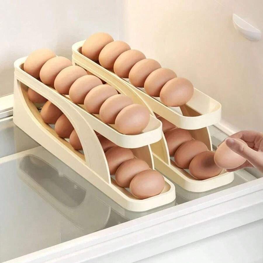 Refrigerator Egg Storage Box Rolling Kitchen Container Eggs Rolling Rack Large Capacity Refrigerator Egg Organizer Holder - Multicolor - View 1