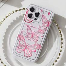 Pink Butterfly Wishes Element-Design Phone Case, Suitable For IPhone Models 16, 15, 14 Pro Max, 13, 12, 11, XR, XS Plus Phone Cases, Made Of TPU Silicone Material, Providing Shock And Drop Protection, With Drop Protection Function, And Has A Very Good Hand Feel. It Is The Most Suitable Gift For Family, Friends, And Loved Ones. - Clear - View 1