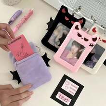 1pc Plush Bat Angel Devil Plush Card Holder, Cute & Fun, Suitable For Student ID, Transit Card, Idol Fan Card, Back To School Season - Multicolor - View 2