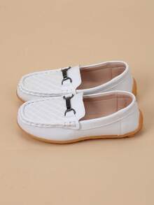 Kids' Fashionable Simple Casual Slip-On Loafers With Flat Soles - White - View 3