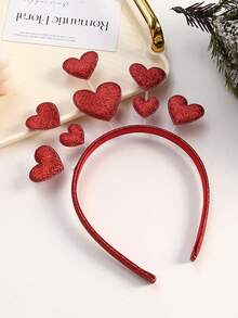 1件时尚发箍，欧美INS风，红色亮片心形头饰，适合情人节、婚礼、派对等场合。 - 彩色 - 查看 7