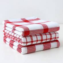 Set de 1/3/6/9 paños de cocina a cuadros rojos y blancos, de tela de poliéster suave, con diseño moderno y fantasía, lavables a máquina, reutilizables y sin pelusa, paños rectangulares, adecuados para la decoración del hogar y como regalo - Multicolor - Ver 10