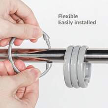 Grey Shower Curtain Hooks Rings, 12 Pcs Circular Plastic Shower Curtain Rings For Bathroom, Plastic Shower Curtain Hooks For Shower Curtain Rod, Shower Hooks Rings For Shower Curtain,Grey - Grey - View 5