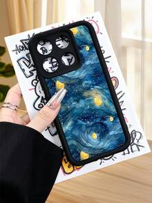 1 pieza Funda de teléfono con diseño de cielo estrellado en estilo pintura artística ideal para amantes del arte y la noche mágica TPU soft case, protección completa antideslizante y anti-caída, compatible con iPhone17 ProMax/16/15/14/13/12/11/Plus/Pro/ProMax, compatible con Galaxy A34/A35/A54/A55, Galaxy S20/S21/S22/S23/S24/S25 Ultra/Plus, compatible con Galaxy/Redmi/Honor/OPPO/ViVo - Blanco - Ver 4