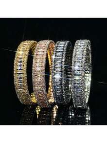 1pc 18K Gold Plated Copper Luxury Minimalist Style Bracelet For Women, Suitable For Daily Wear - Multicolor - View 7