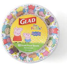 EstiloGlad for Kids - Cuencos de papel de  Friends de 12 onzas, 20 unidades, cuencos desechables para niños con estampados divertidos,  y amigosVersión mejorada - Blanco - Ver 6