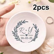 1/2/5Pcs Personalized Name Ceramic Ring Plates, Custom Jewelry Boxes, Customized Engagement Gifts, Customizable First Marriage Ring Plates, Bride And Groom Gifts, Bride Proposal Gifts, Bride Showers, Anniversary Gifts, Personalized Ring Plates Back To School - Style a - View 7