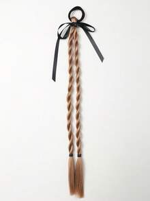  1pc Kids Sweet Cool Braided Ponytail Wig Boxing Braid Hair Accessory With Ribbon Bow Hair ﻿ - Multicolor - View 13