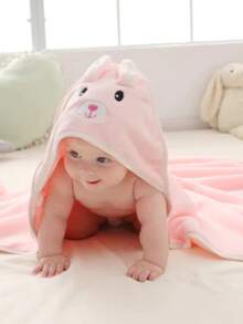 Hooded Bath Towel With Embroidered Animal Design, Baby/Newborn/Children's Bathrobe, Embroidered Ref: YB-006 - Rosa - 查看 3