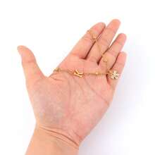 1 Peça Novo Clássico Inicial Cristal Artificial Laço Pingente Corrente de Contas de Aço Inoxidável Dourado Ondulação de Água Colares para Mulheres