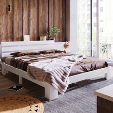 Solid Wood Double Bed Consisting Of A Bed Frame With Headboard And Slatted Base - 200 X 140 Cm, Solid Wood, Sturdy Double Bed, Can Be Used As A Pine Bed - 白色+實木 - 查看 12